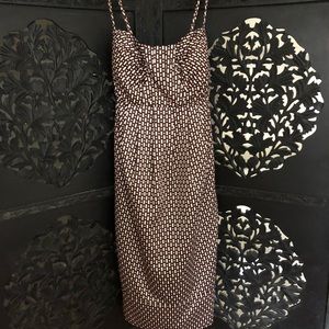 BCBG Paris Brown White & Pink Cocktail Dress